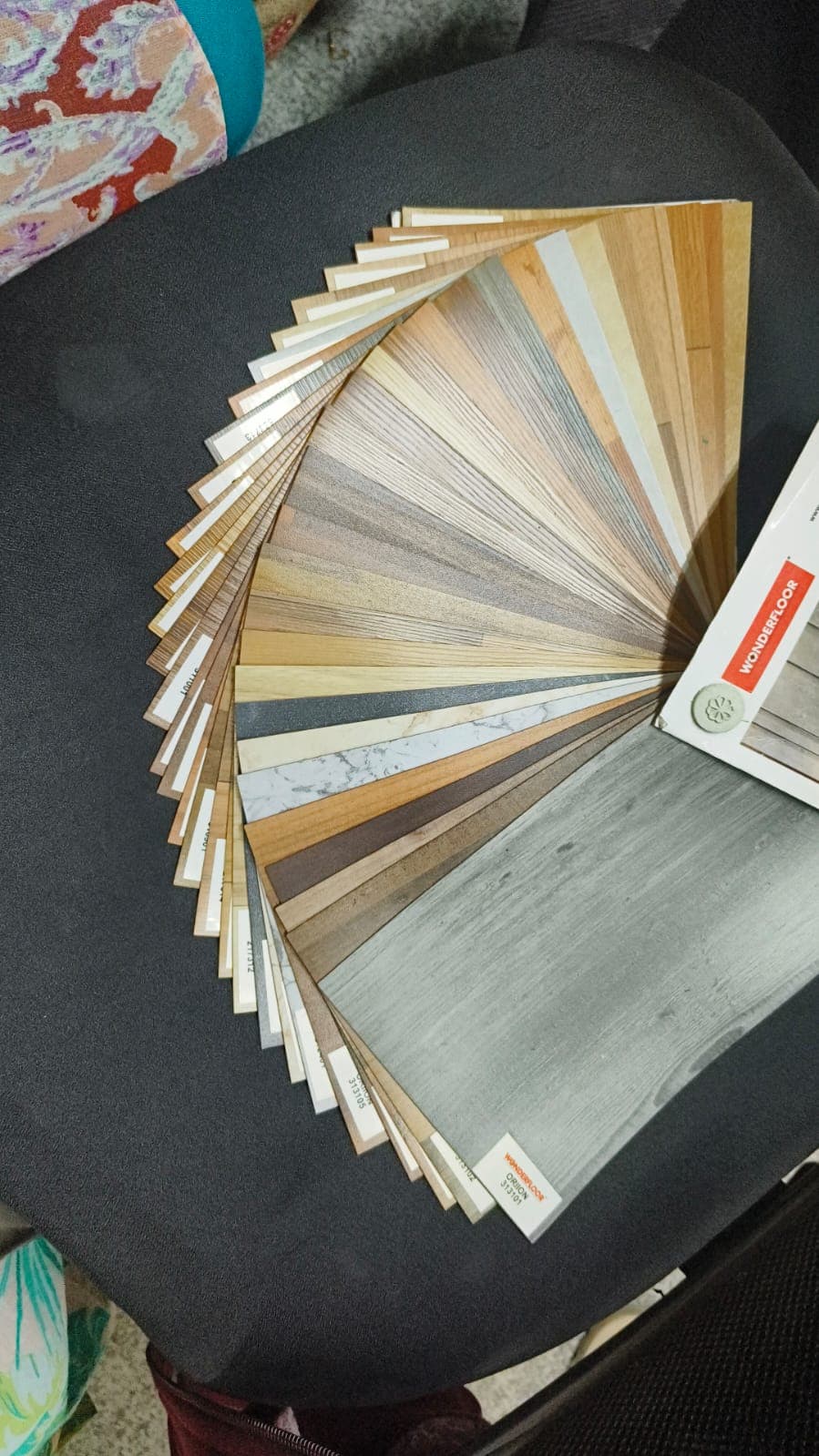 Flooring sample showcase swatch fan