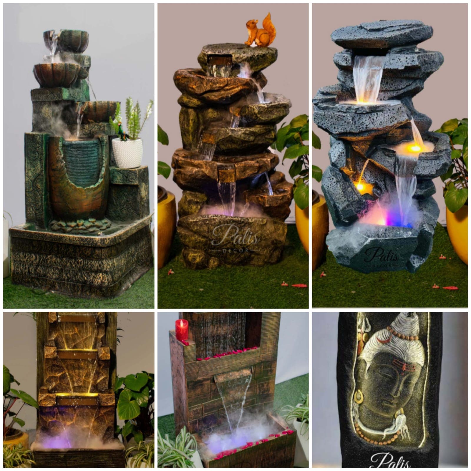 Indoor water fountain collection showcase