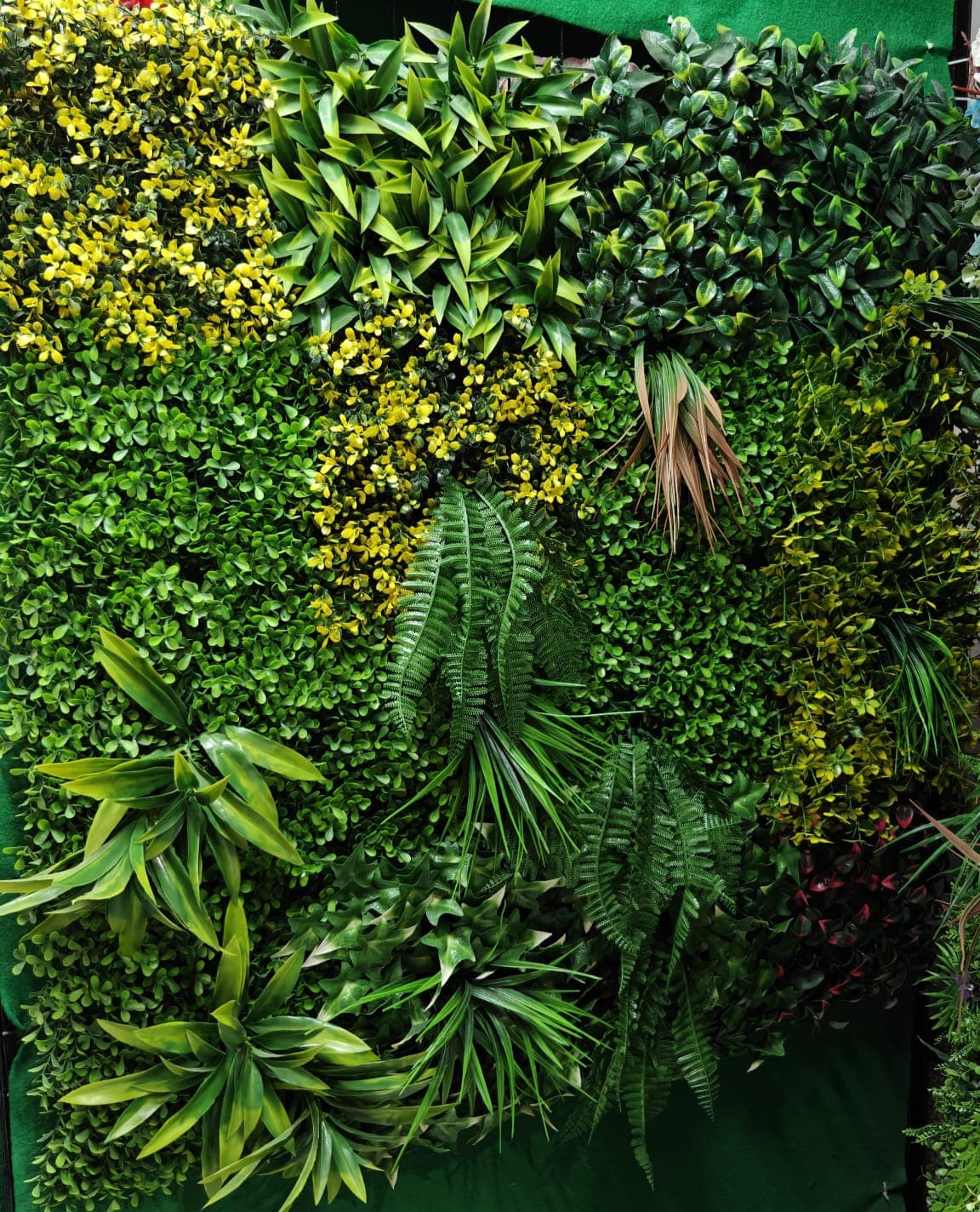 Premium mixed green wall panel showcase