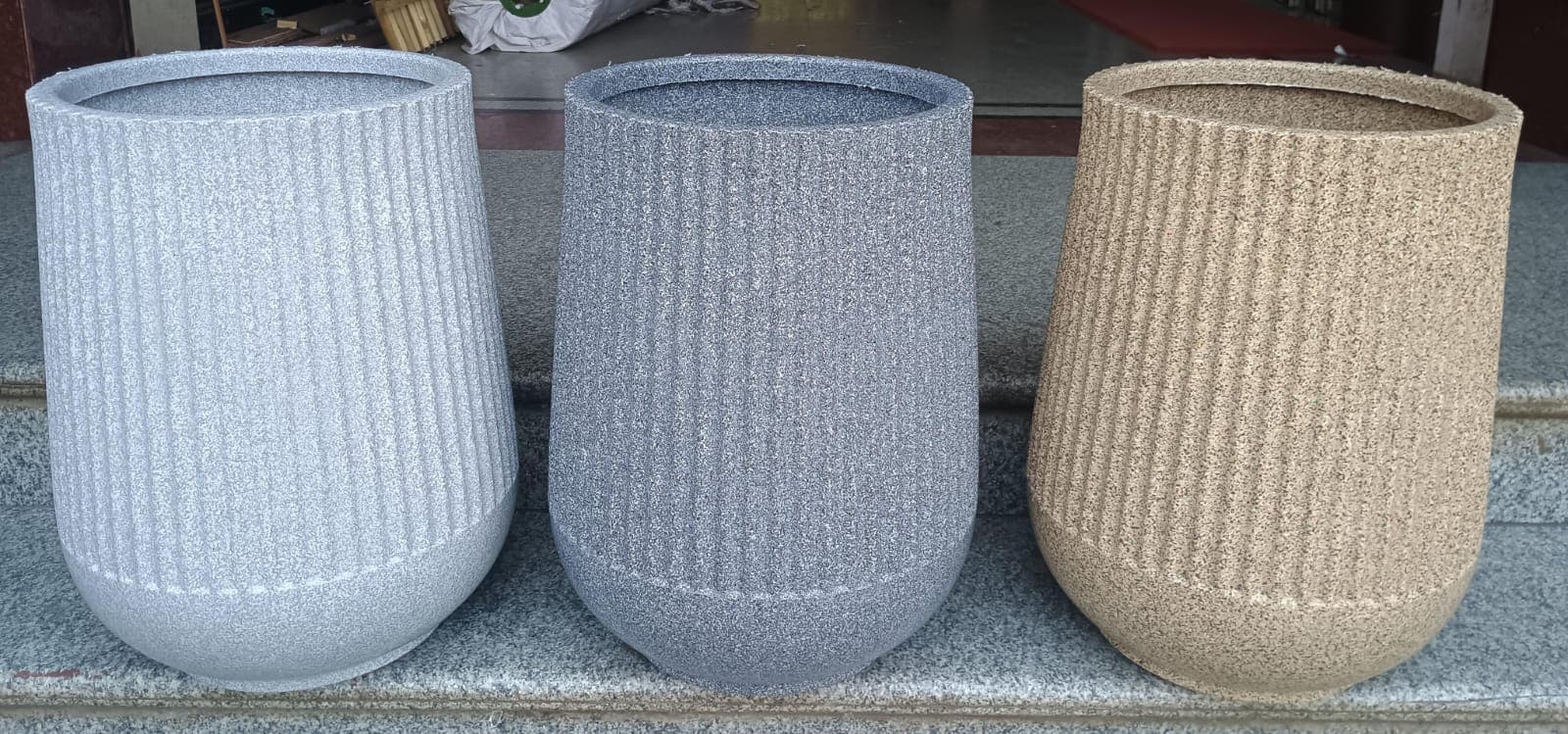 Stone Finish Square Planter Set